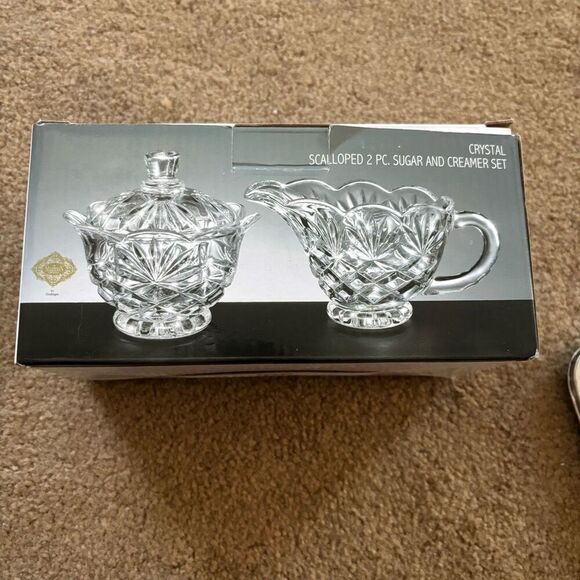 Shannon Crystal By Godinger Scalloped 2 Pc. Crystal Sugar And Creamer Set - Picture 6 of 7